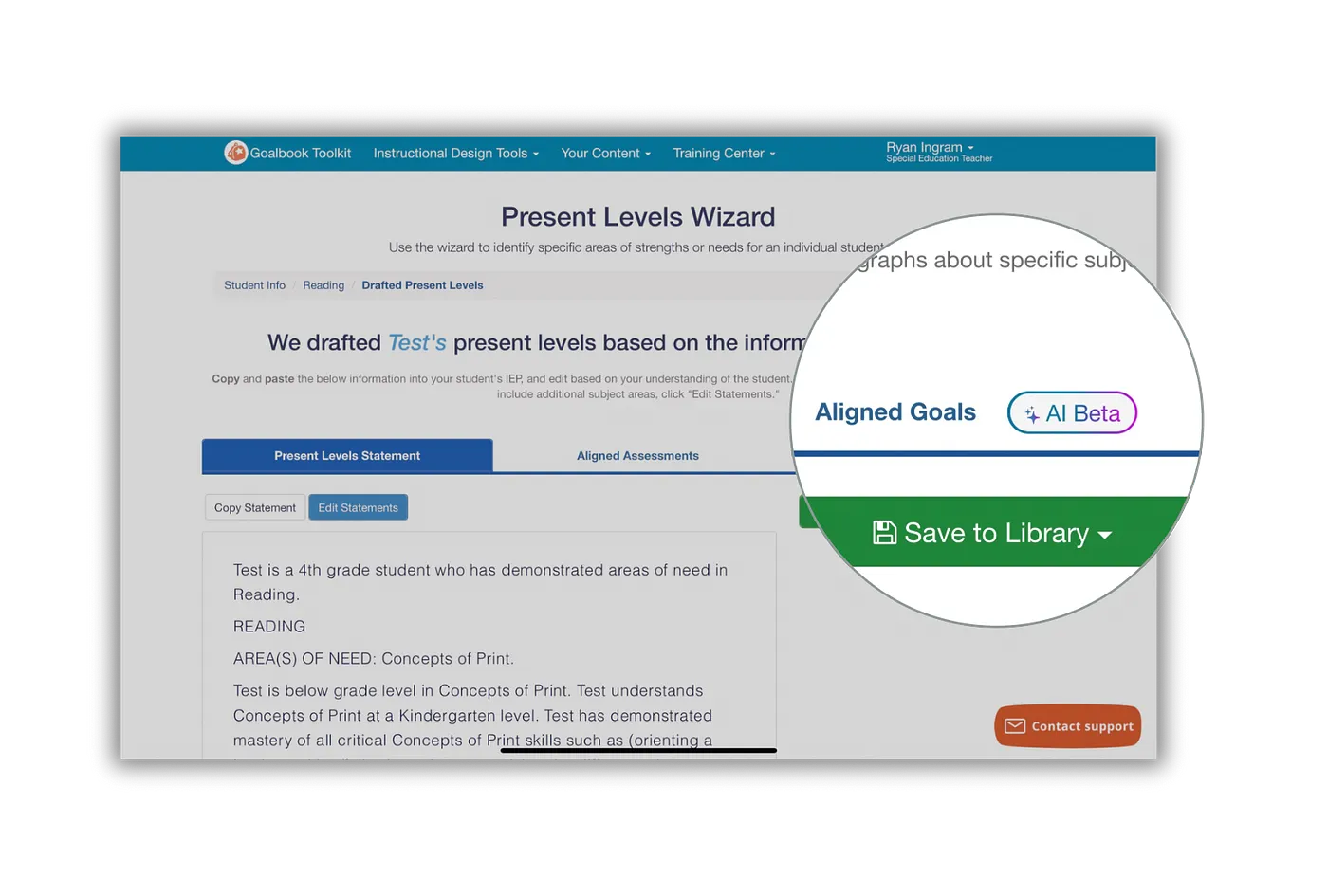Introducing Goal Suggestions in Present Levels Wizard