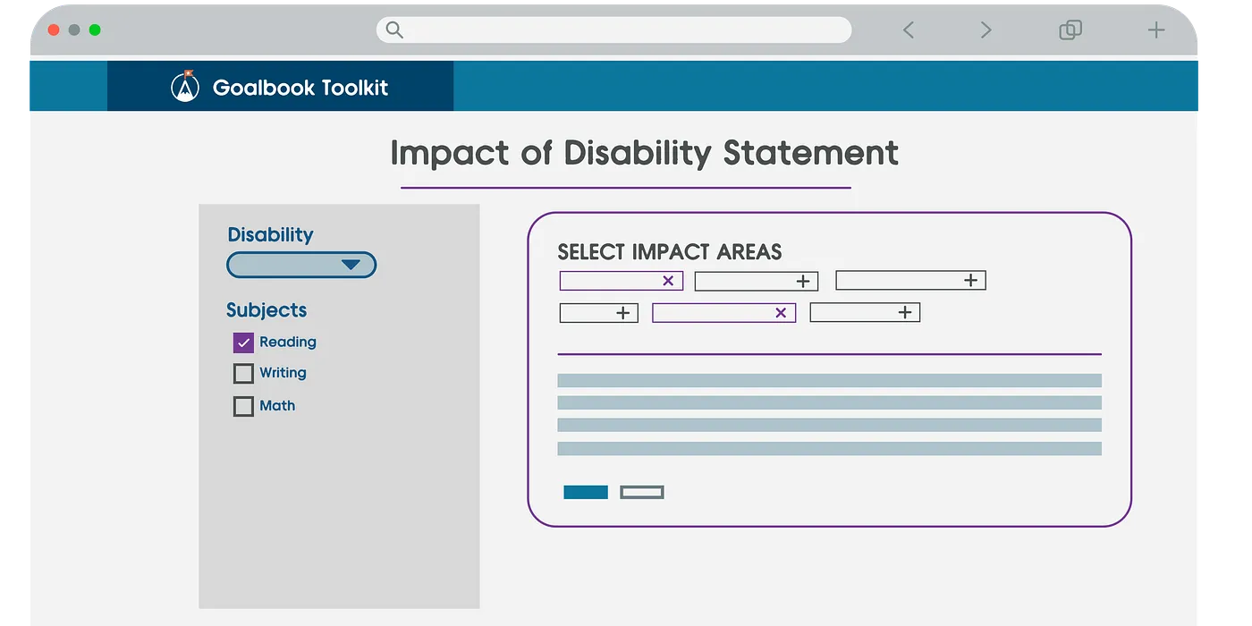 Compose Impact of Disability Statements in Goalbook Toolkit